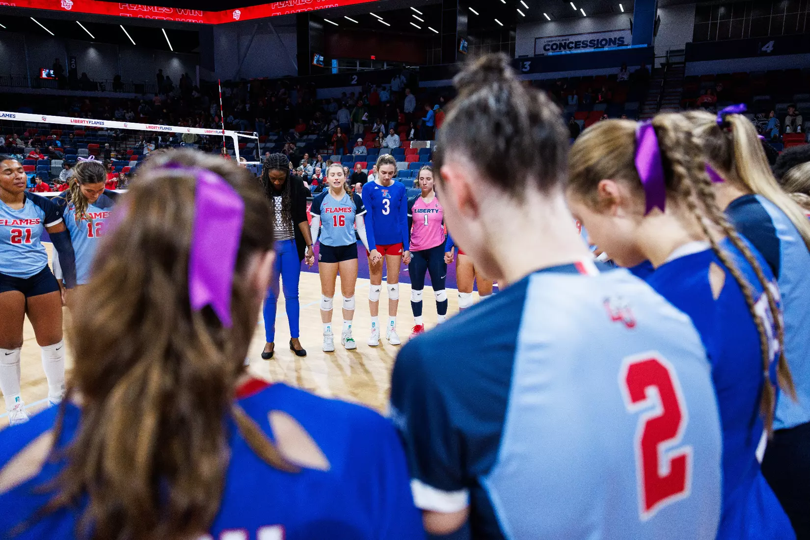 The Liberty University Women’s Volleyball team takes on the Louisiana Tech Bulldogs at Liberty Arena on November 2, 2023. (Photo by: Matt Reynolds)