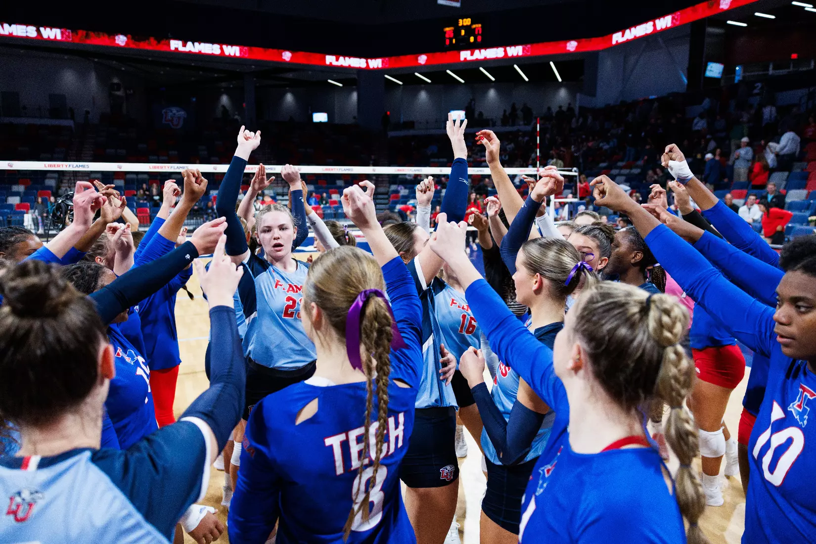The Liberty University Women’s Volleyball team takes on the Louisiana Tech Bulldogs at Liberty Arena on November 2, 2023. (Photo by: Matt Reynolds)