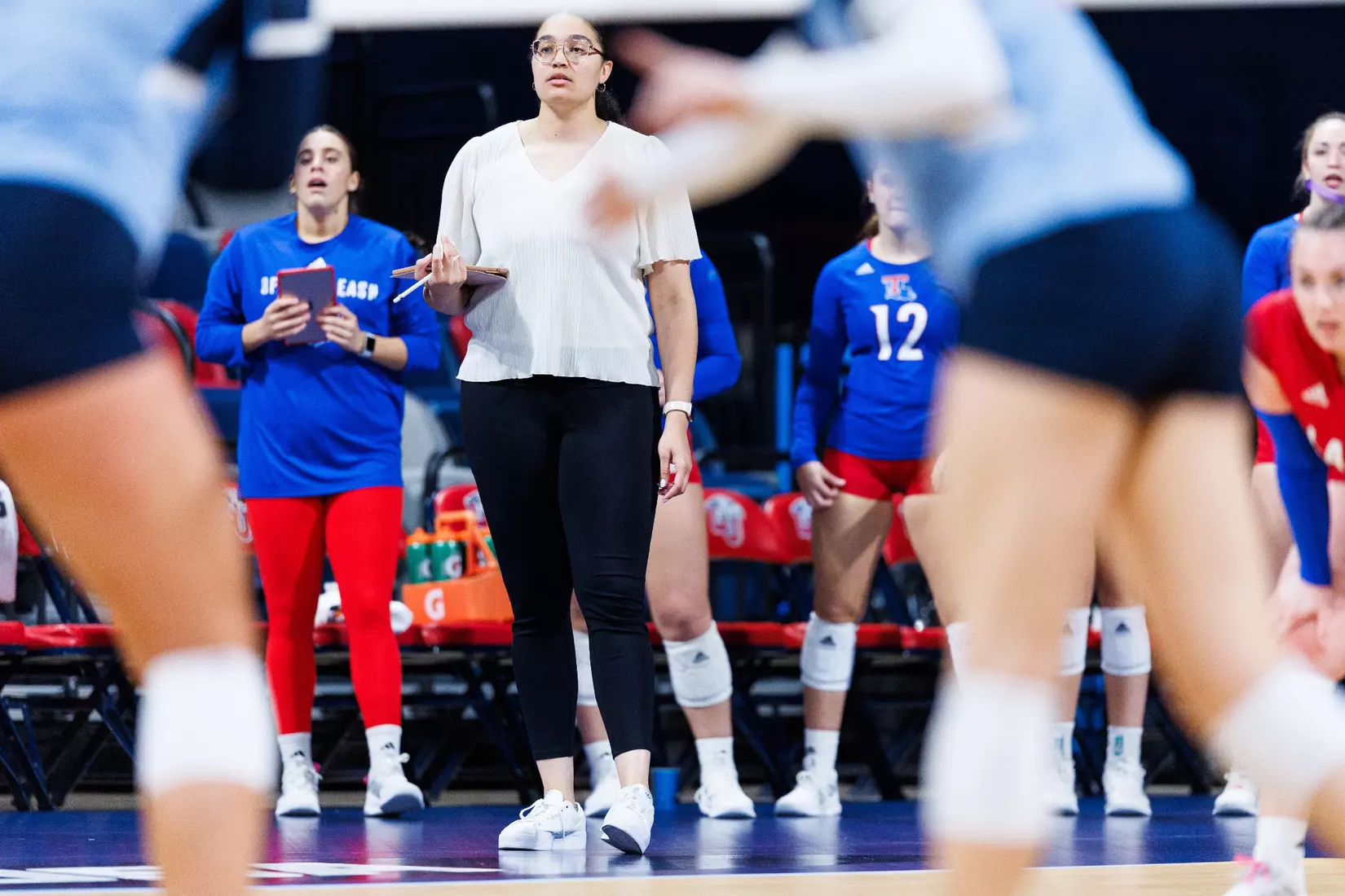 The Liberty University Women’s Volleyball team takes on the Louisiana Tech Bulldogs at Liberty Arena on November 2, 2023. (Photo by: Matt Reynolds)