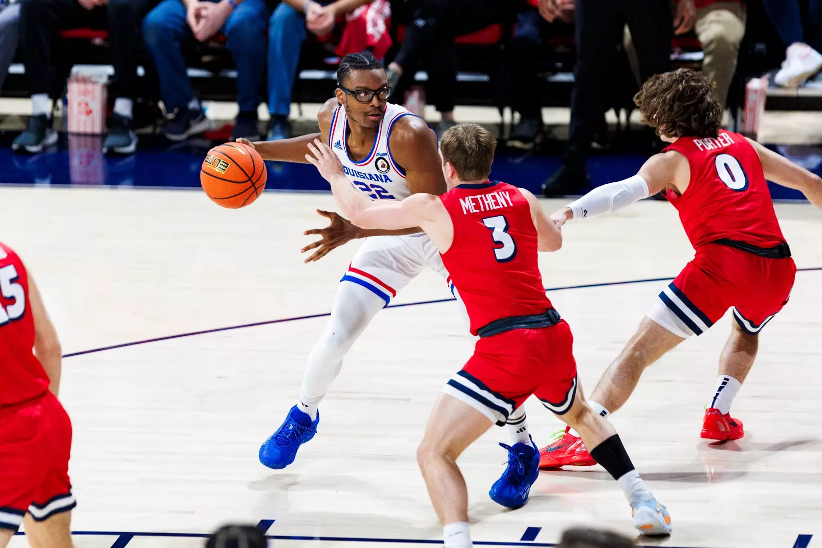 The Liberty University Men’s Basketball team takes on the Louisiana Tech Bulldogs in the Liberty Arena for Stripe Out night on February 10, 2024. (Photo by: Chase Gyles)