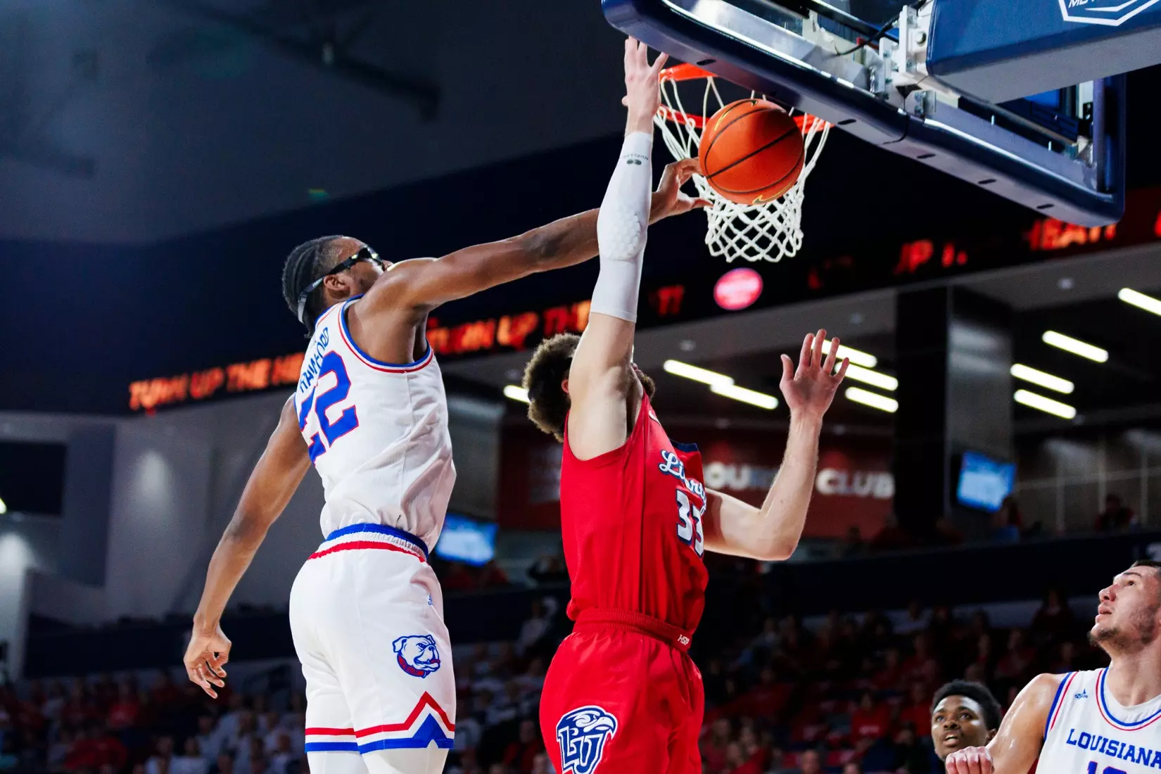 The Liberty University Men’s Basketball team takes on the Louisiana Tech Bulldogs in the Liberty Arena for Stripe Out night on February 10, 2024. (Photo by: Chase Gyles)