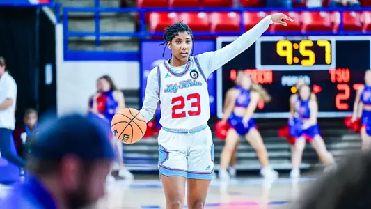 In a hard-fought WNIT game on Monday 24, 2025, Louisiana Tech Lady Techsters defeated Texas Southern Lady Tigers with a final score of 71-64. This victory propelled Louisiana Tech to the Super 16 in the WNIT tournament. Photograph by Alexis Goree/Louisiana Tech University