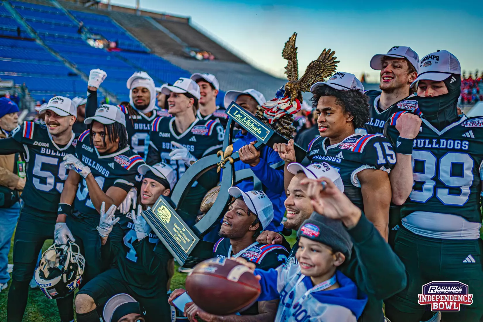 The Bulldogs erased an 11-point halftime deficit, shutting out Coastal Carolina in the second half to claim a 23-14 victory to become the 2025 Radiance Technologies Independence Bowl champions.