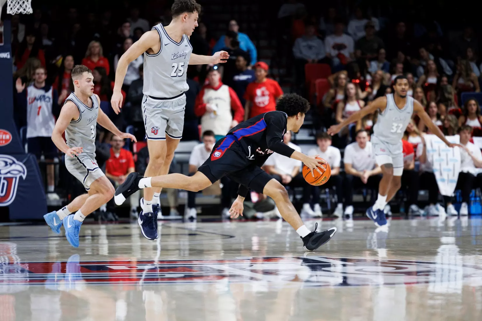 Men’s Basketball takes on Louisiana Tech in the Liberty Arena on February 6, 2025. (Photo by Emily Cuthrell