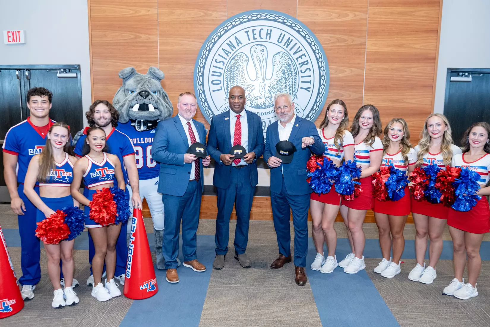 Louisiana Tech University held a press event on July 16, 2025 for their offical announcment of the school’s return to the Sunbelt Conference. The event featured speeches from Vice President & Director of Athletics Ryan Ivey, Commissioner of the Sun Belt Conference football Keith Gill, and University President Dr. James Henderson. Photographs by Bailey Green/Louisiana Tech University