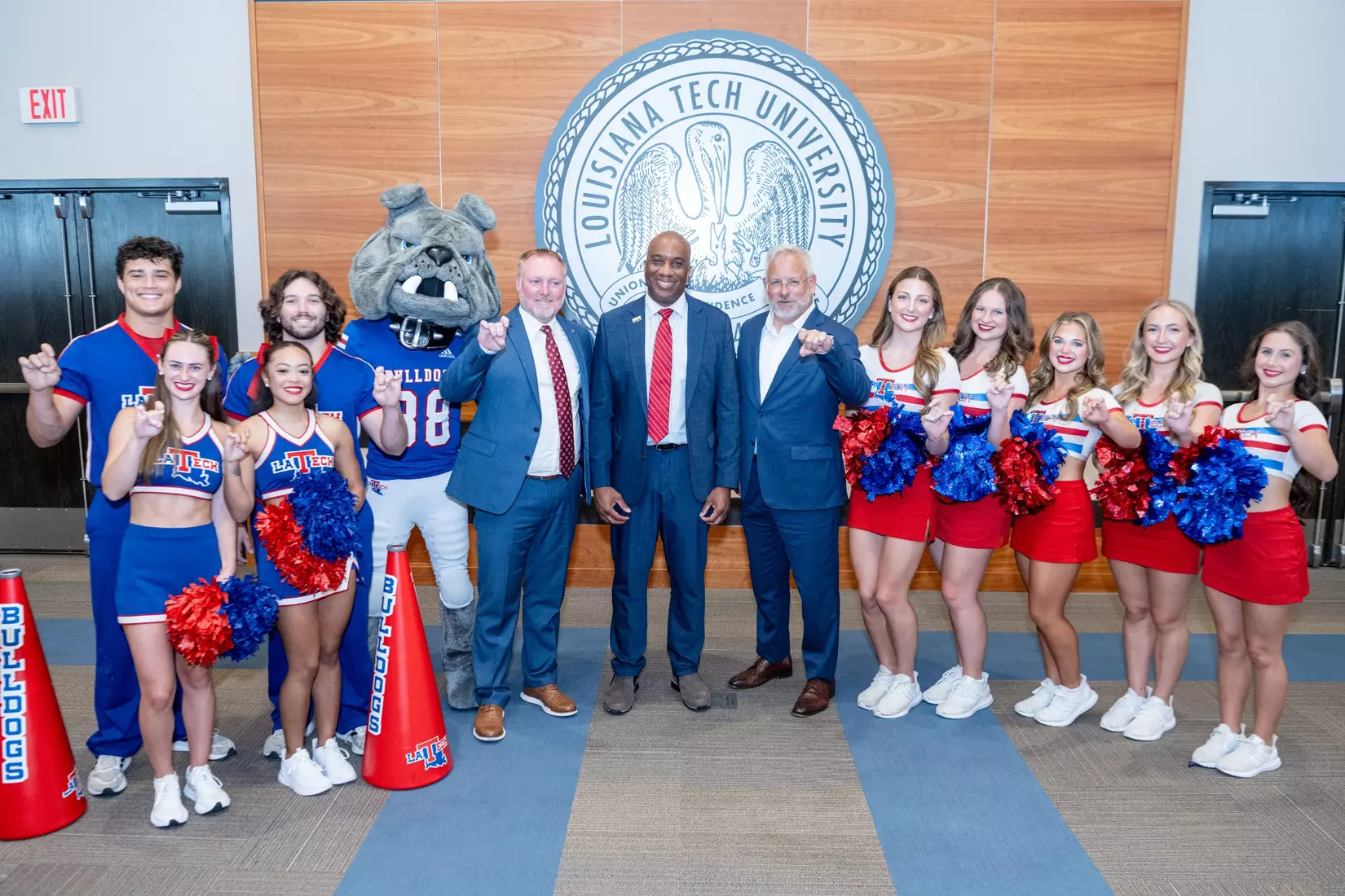 Louisiana Tech University held a press event on July 16, 2025 for their offical announcment of the school’s return to the Sunbelt Conference. The event featured speeches from Vice President & Director of Athletics Ryan Ivey, Commissioner of the Sun Belt Conference football Keith Gill, and University President Dr. James Henderson. Photographs by Bailey Green/Louisiana Tech University