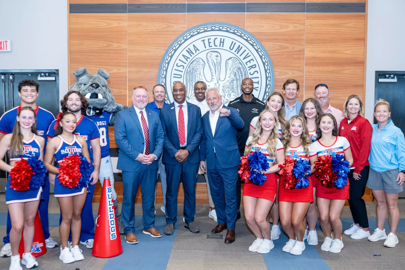 Louisiana Tech University held a press event on July 16, 2025 for their offical announcment of the school’s return to the Sunbelt Conference. The event featured speeches from Vice President & Director of Athletics Ryan Ivey, Commissioner of the Sun Belt Conference football Keith Gill, and University President Dr. James Henderson. Photographs by Bailey Green/Louisiana Tech University