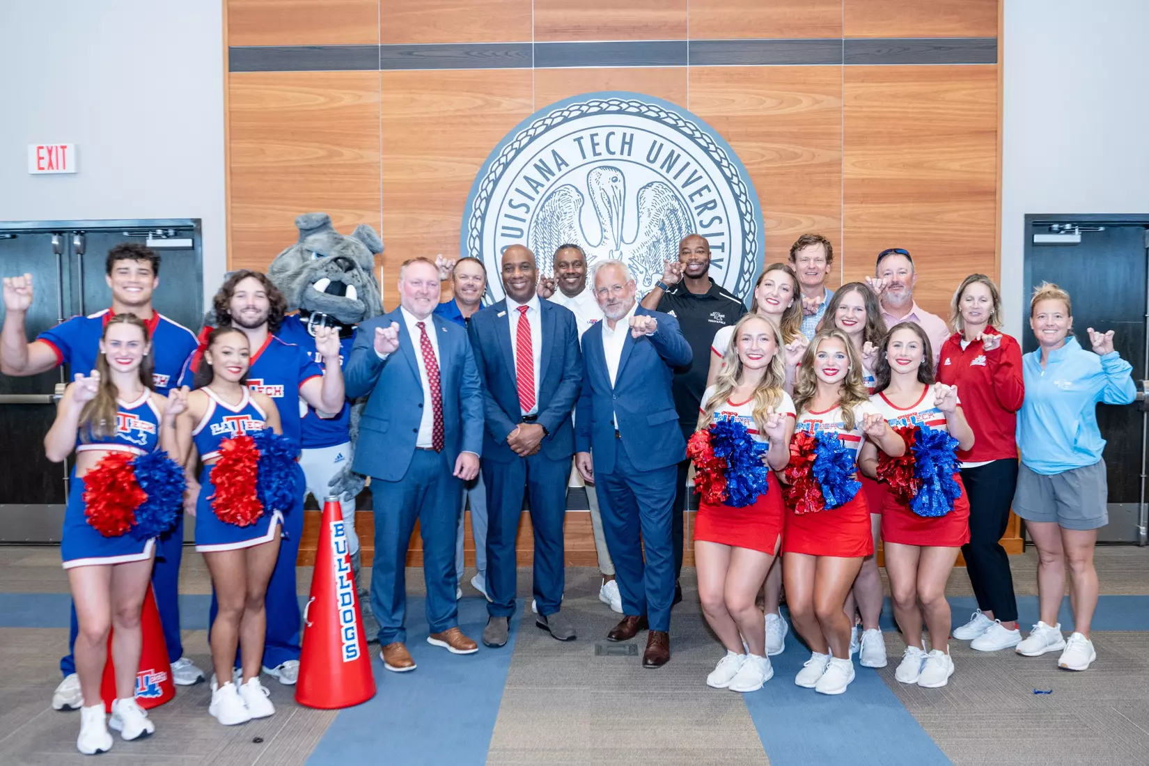 Louisiana Tech University held a press event on July 16, 2025 for their offical announcment of the school’s return to the Sunbelt Conference. The event featured speeches from Vice President & Director of Athletics Ryan Ivey, Commissioner of the Sun Belt Conference football Keith Gill, and University President Dr. James Henderson. Photographs by Bailey Green/Louisiana Tech University