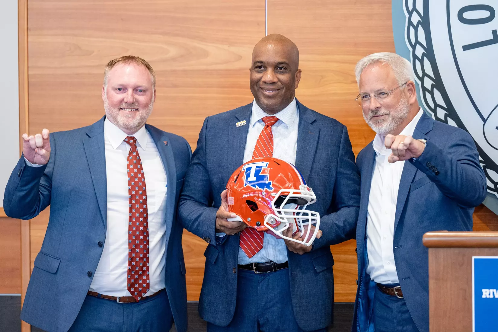 Louisiana Tech University held a press event on July 16, 2025 for their offical announcment of the school’s return to the Sunbelt Conference. The event featured speeches from Vice President & Director of Athletics Ryan Ivey, Commissioner of the Sun Belt Conference football Keith Gill, and University President Dr. James Henderson. Photographs by Bailey Green/Louisiana Tech University