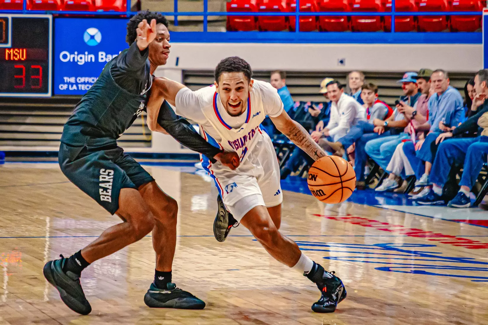 Will Allen's putback with six seconds remaining lifts Bulldogs to 72-70 win over Bears on Thursday night inside the Thomas Assembly Center on Karl Malone Court
