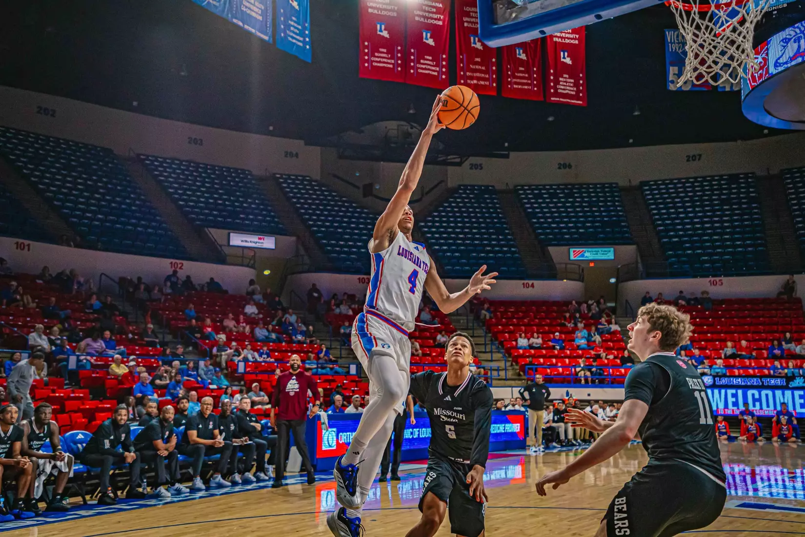 Will Allen's putback with six seconds remaining lifts Bulldogs to 72-70 win over Bears on Thursday night inside the Thomas Assembly Center on Karl Malone Court