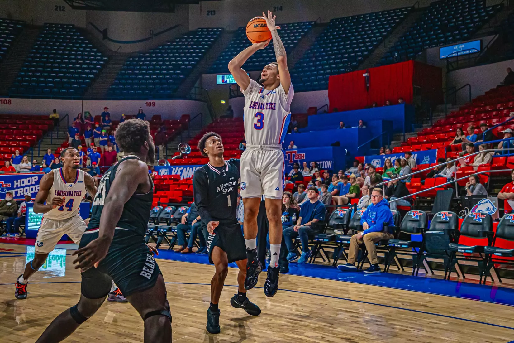 Will Allen's putback with six seconds remaining lifts Bulldogs to 72-70 win over Bears on Thursday night inside the Thomas Assembly Center on Karl Malone Court