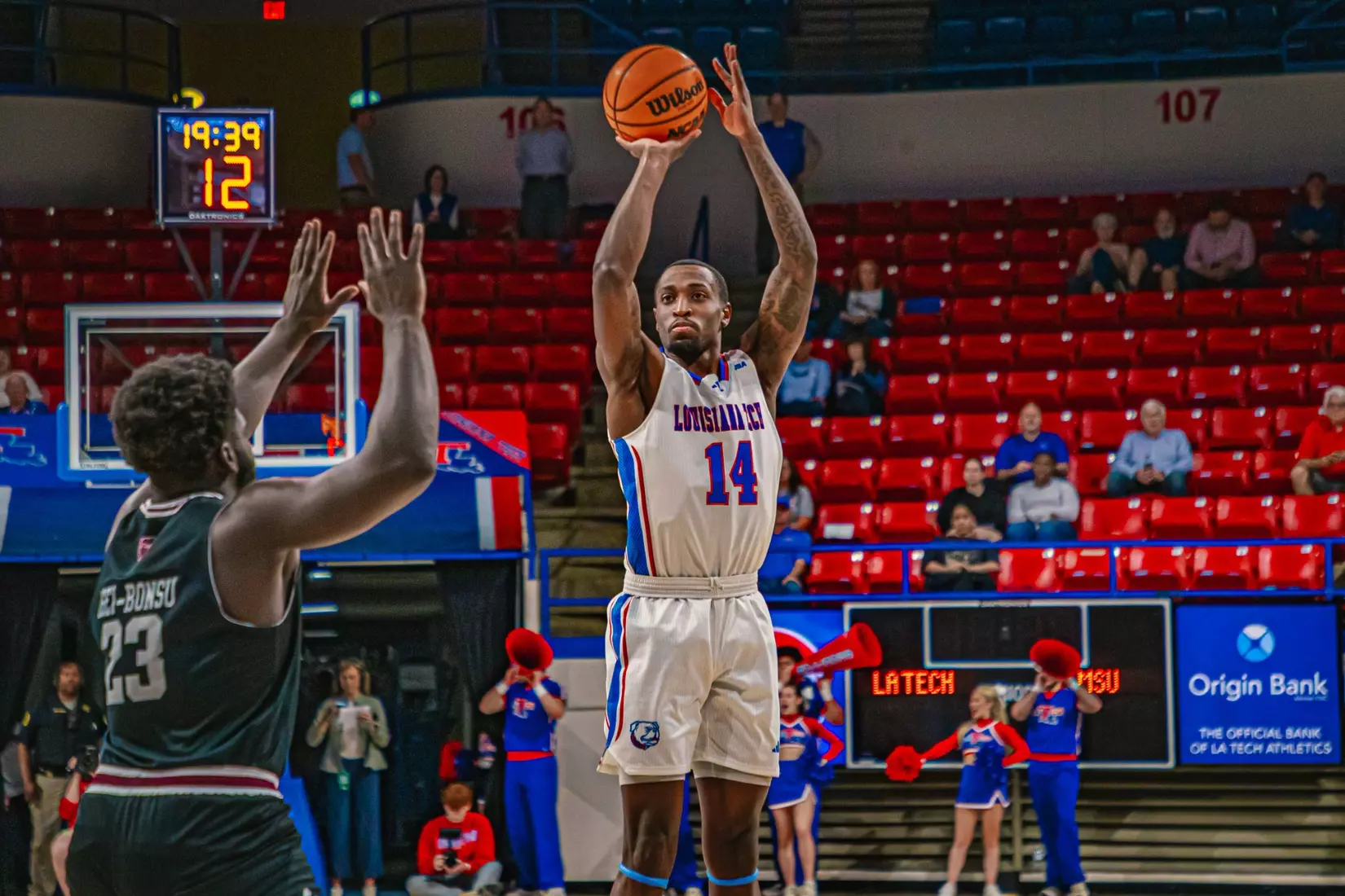 Will Allen's putback with six seconds remaining lifts Bulldogs to 72-70 win over Bears on Thursday night inside the Thomas Assembly Center on Karl Malone Court