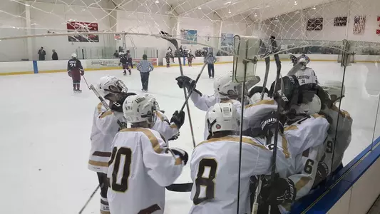 Ice Hockey Celebrate OT Win vs Temple