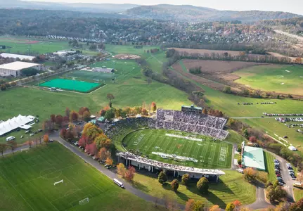 Arial view of goodman campus fields