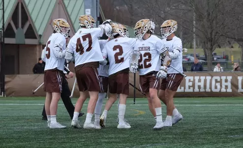 MLAX Goal Celebration Huddle Georgetown
