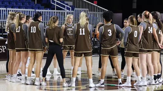 Women's basketball huddle