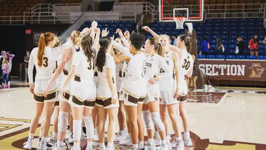 Women's basketball huddle