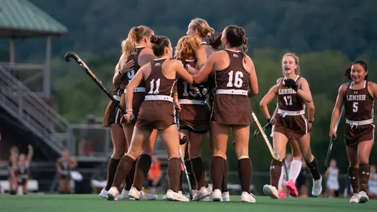 Field hockey huddle