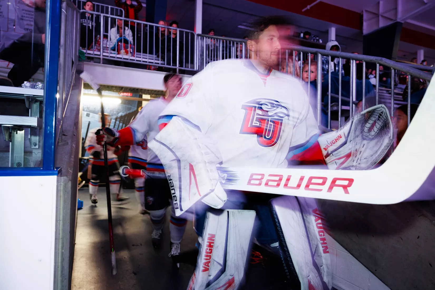 Liberty University’s Men’s D1 Hockey team faces Stony Brook University at Lahaye Ice Center on October 26th, 2024. (Photo by Ryan Anderson)