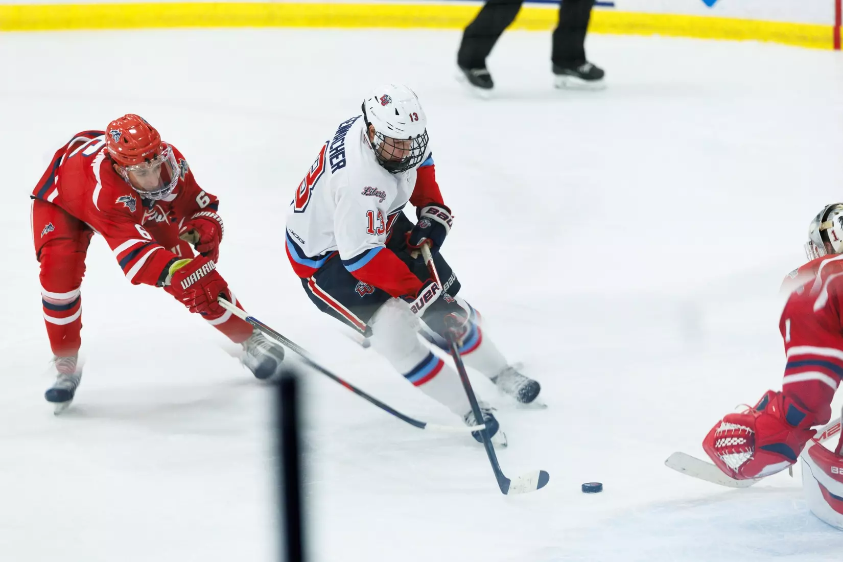 Liberty University’s Men’s D1 Hockey team faces Stony Brook University at Lahaye Ice Center on October 26th, 2024. (Photo by Ryan Anderson)