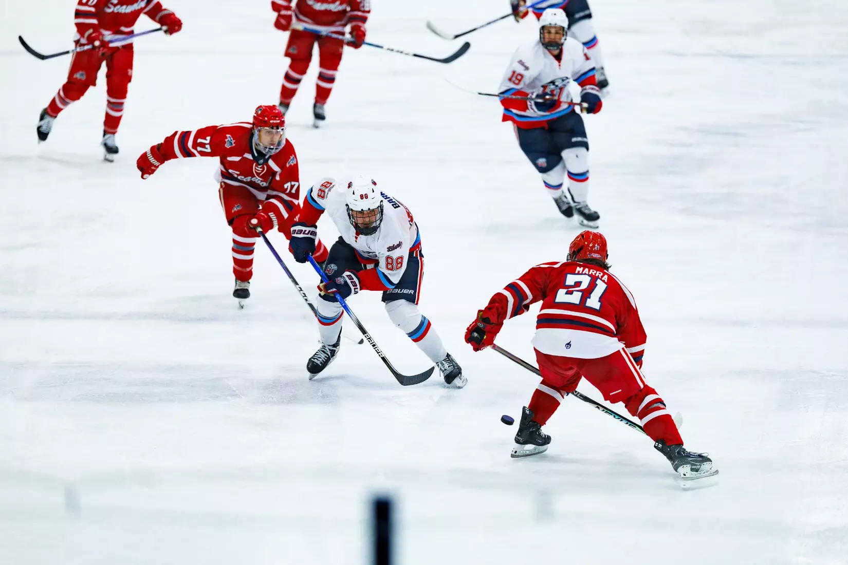 Liberty University’s Men’s D1 Hockey team faces Stony Brook University at Lahaye Ice Center on October 26th, 2024. (Photo by Ryan Anderson)