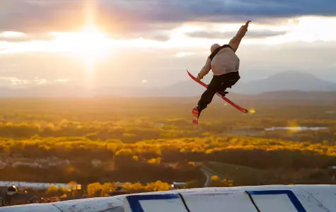 Skiing into the sunset at Snowflex