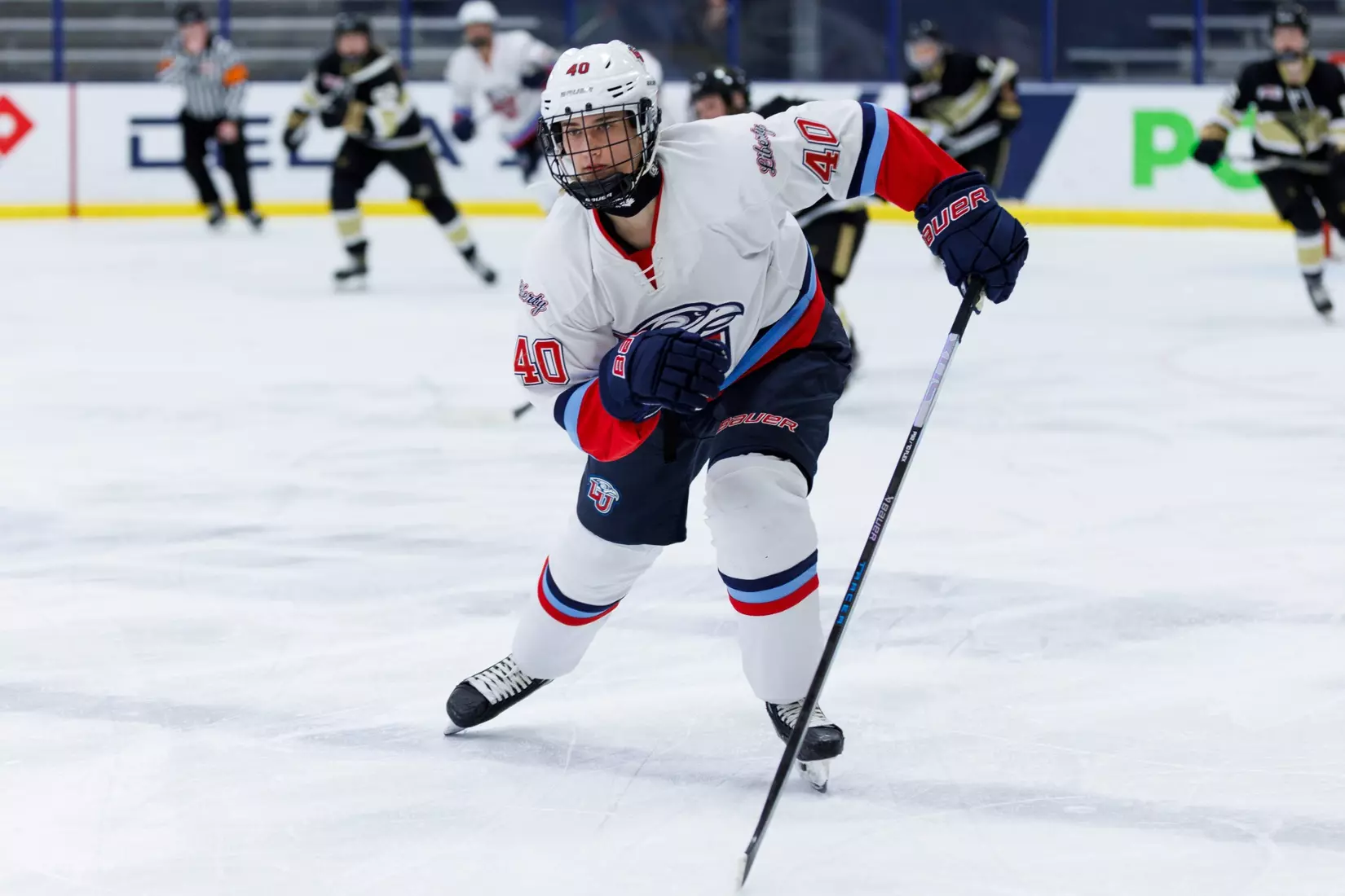Liberty University’s Women’s D1 Hockey team takes on Lindenwood at the Lahaye Ice Center on October 17, 2025. (Photo by: Jessie Jordan)