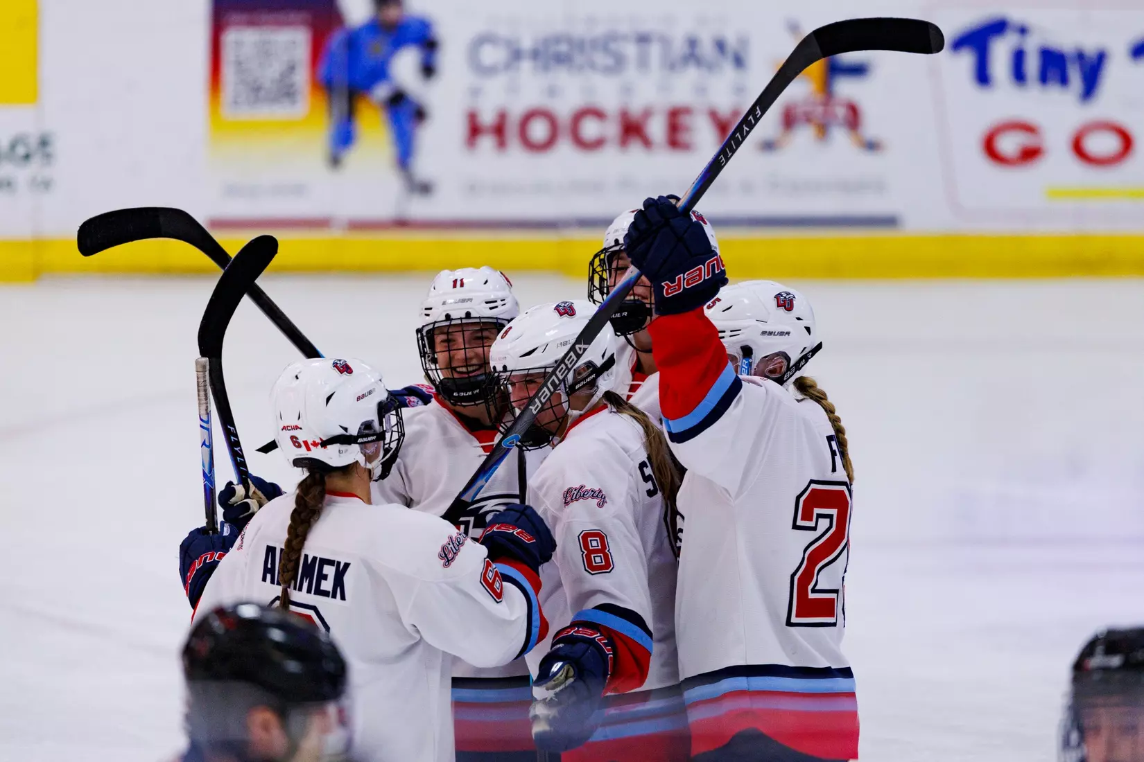 Liberty University’s Women’s D1 Hockey team takes on Lindenwood at the Lahaye Ice Center on October 17, 2025. (Photo by: Jessie Jordan)
