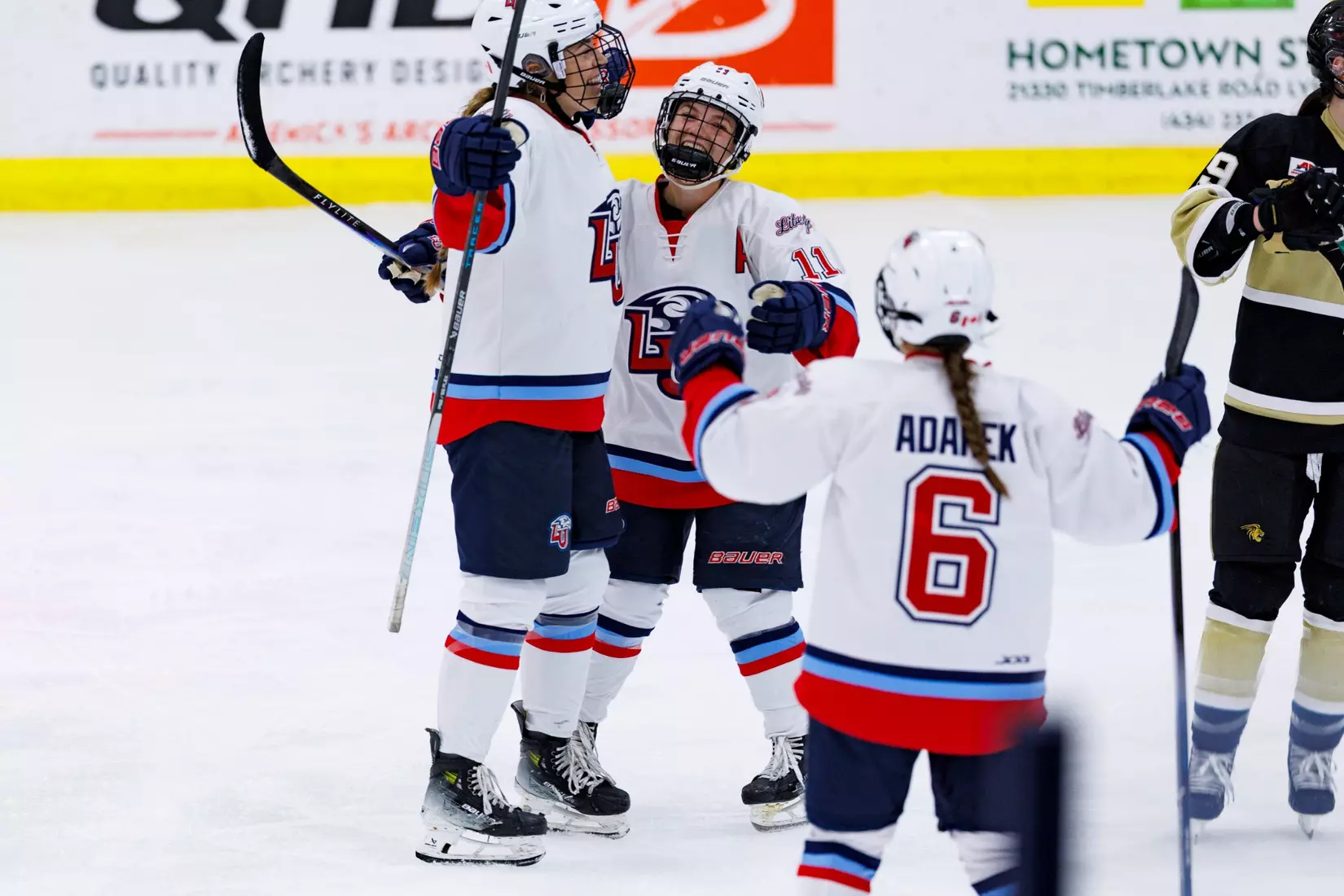 Liberty University’s Women’s D1 Hockey team takes on Lindenwood at the Lahaye Ice Center on October 17, 2025. (Photo by: Jessie Jordan)