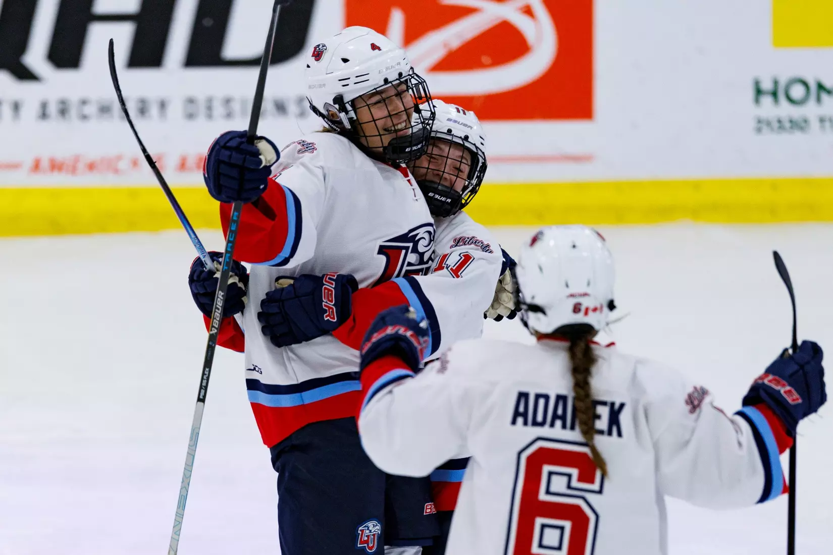 Liberty University’s Women’s D1 Hockey team takes on Lindenwood at the Lahaye Ice Center on October 17, 2025. (Photo by: Jessie Jordan)