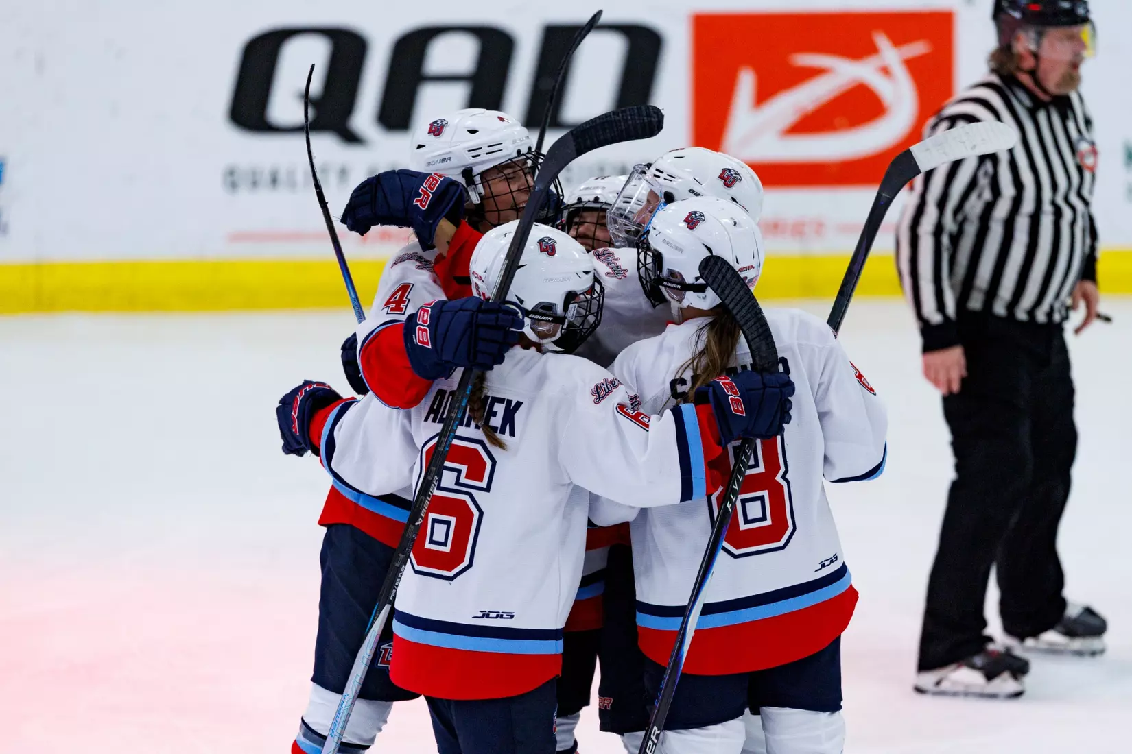 Liberty University’s Women’s D1 Hockey team takes on Lindenwood at the Lahaye Ice Center on October 17, 2025. (Photo by: Jessie Jordan)