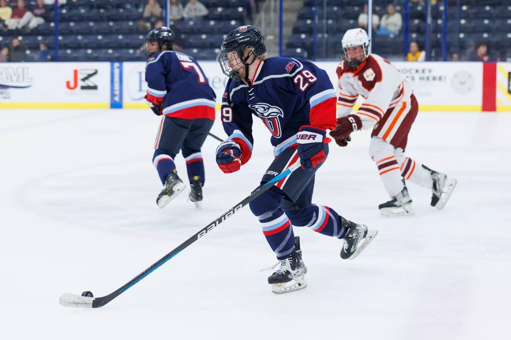Liberty Men’s D2 Hockey takes on Virginia Tech in the Lahaye Ice Center on October 17, 2025. (Photo by Emily Cuthrell)