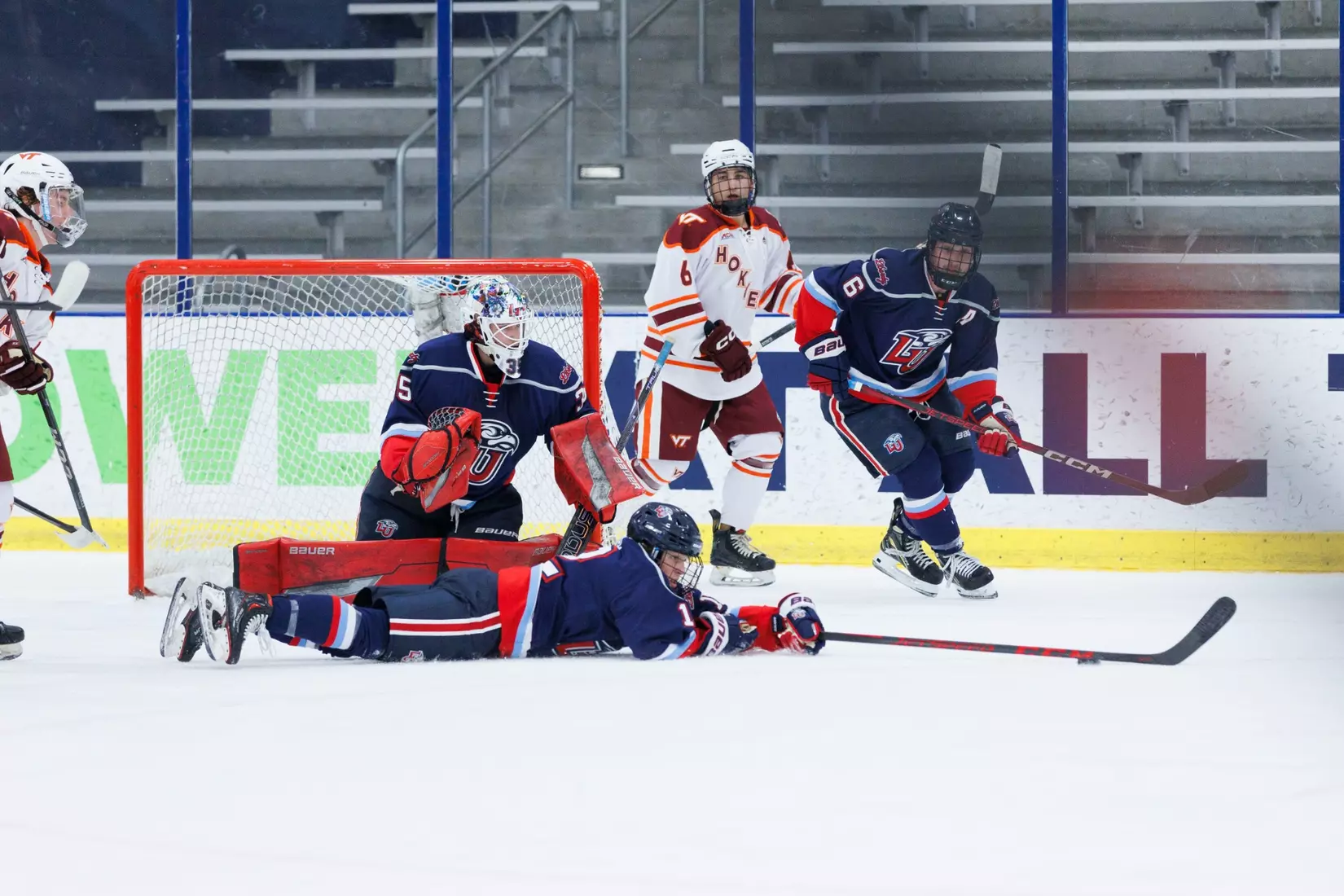 Liberty Men’s D2 Hockey takes on Virginia Tech in the Lahaye Ice Center on October 17, 2025. (Photo by Emily Cuthrell)