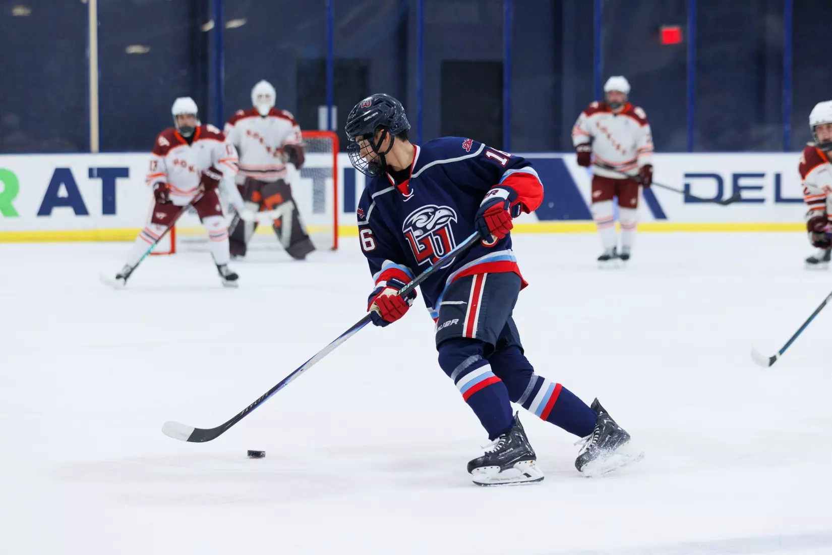 Liberty Men’s D2 Hockey takes on Virginia Tech in the Lahaye Ice Center on October 17, 2025. (Photo by Emily Cuthrell)