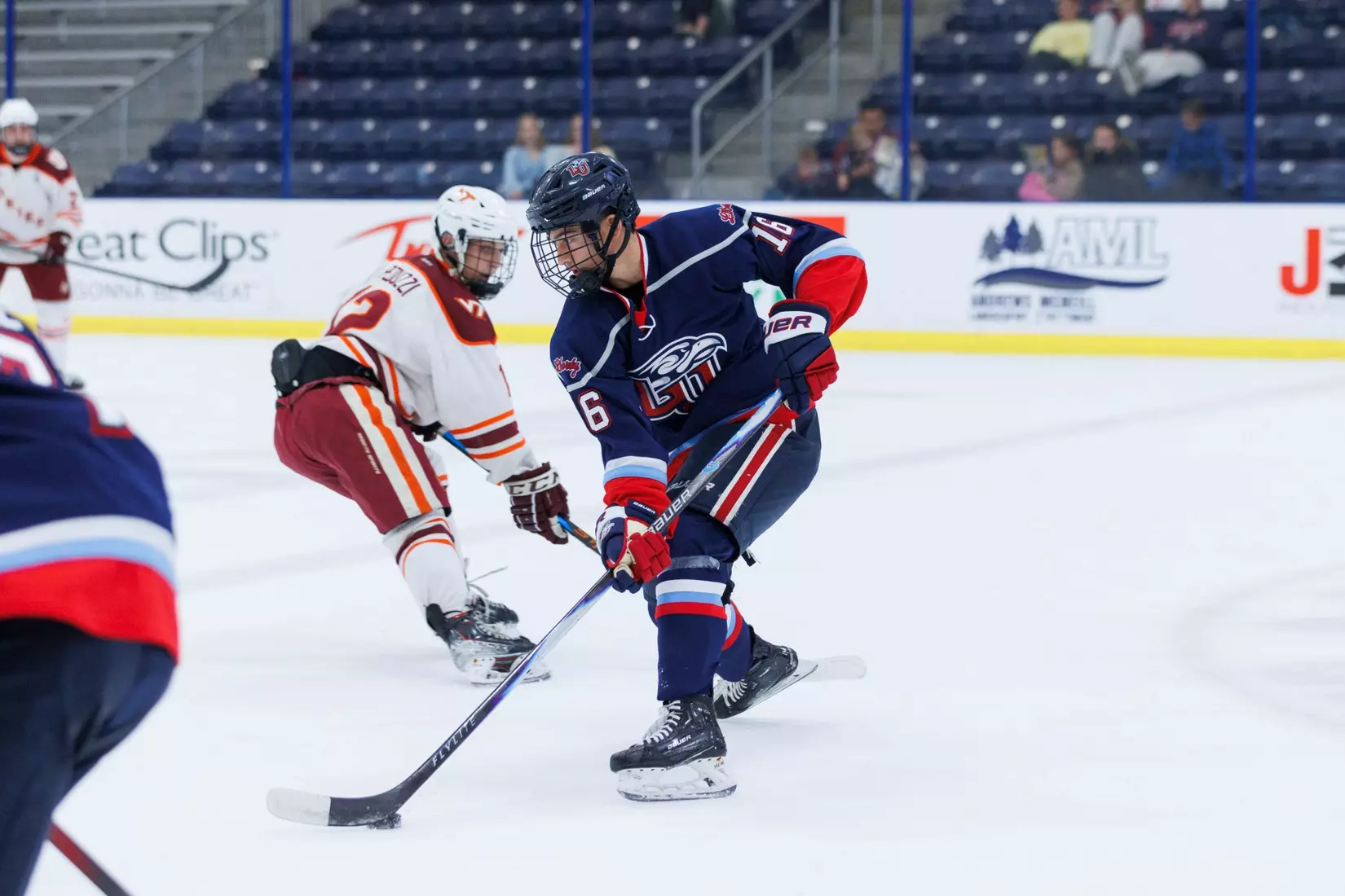 Liberty Men’s D2 Hockey takes on Virginia Tech in the Lahaye Ice Center on October 17, 2025. (Photo by Emily Cuthrell)