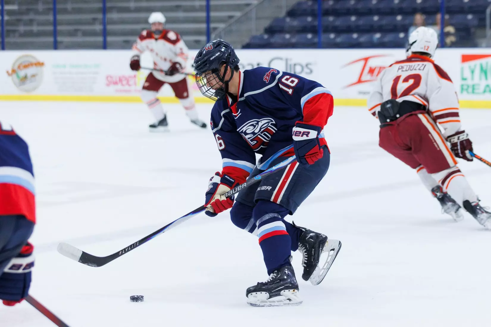Liberty Men’s D2 Hockey takes on Virginia Tech in the Lahaye Ice Center on October 17, 2025. (Photo by Emily Cuthrell)