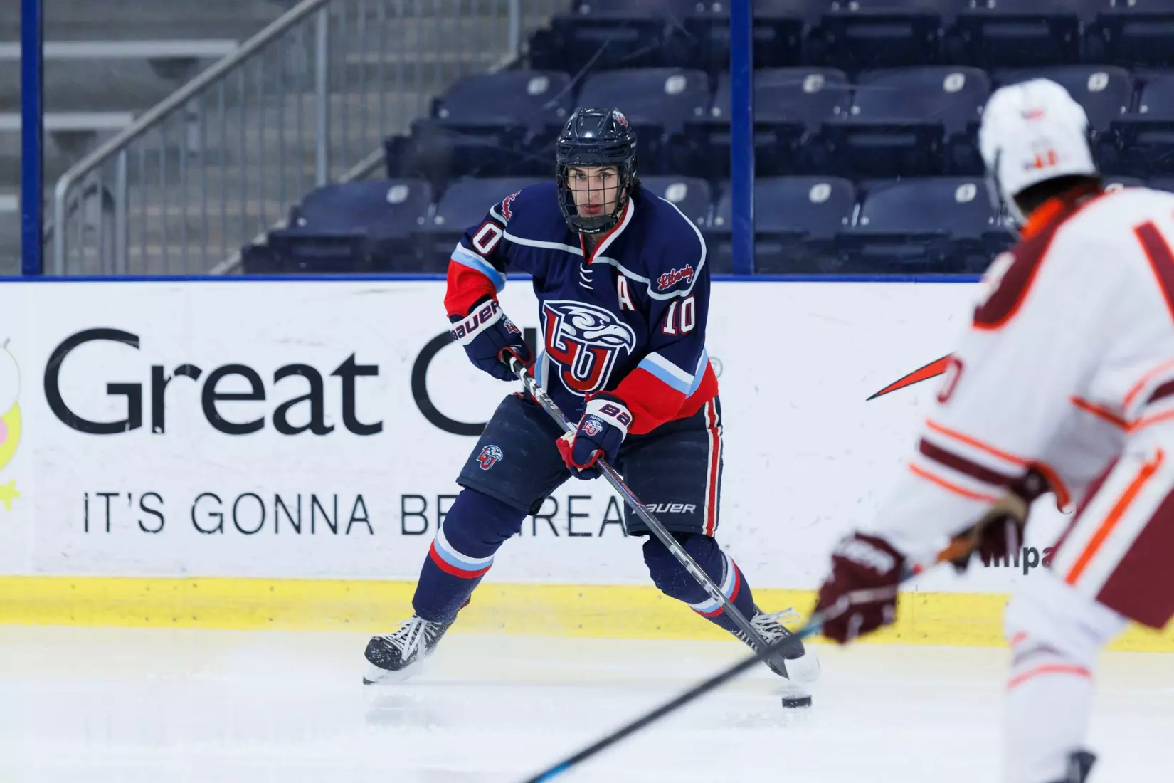 Liberty Men’s D2 Hockey takes on Virginia Tech in the Lahaye Ice Center on October 17, 2025. (Photo by Emily Cuthrell)