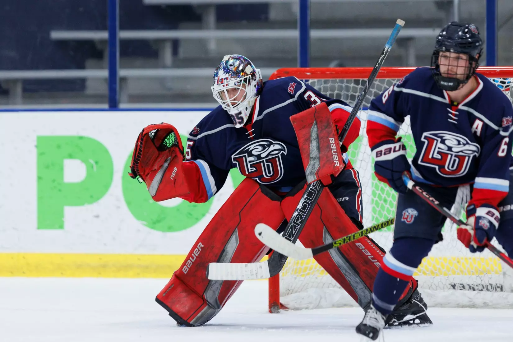 Liberty Men’s D2 Hockey takes on Virginia Tech in the Lahaye Ice Center on October 17, 2025. (Photo by Emily Cuthrell)
