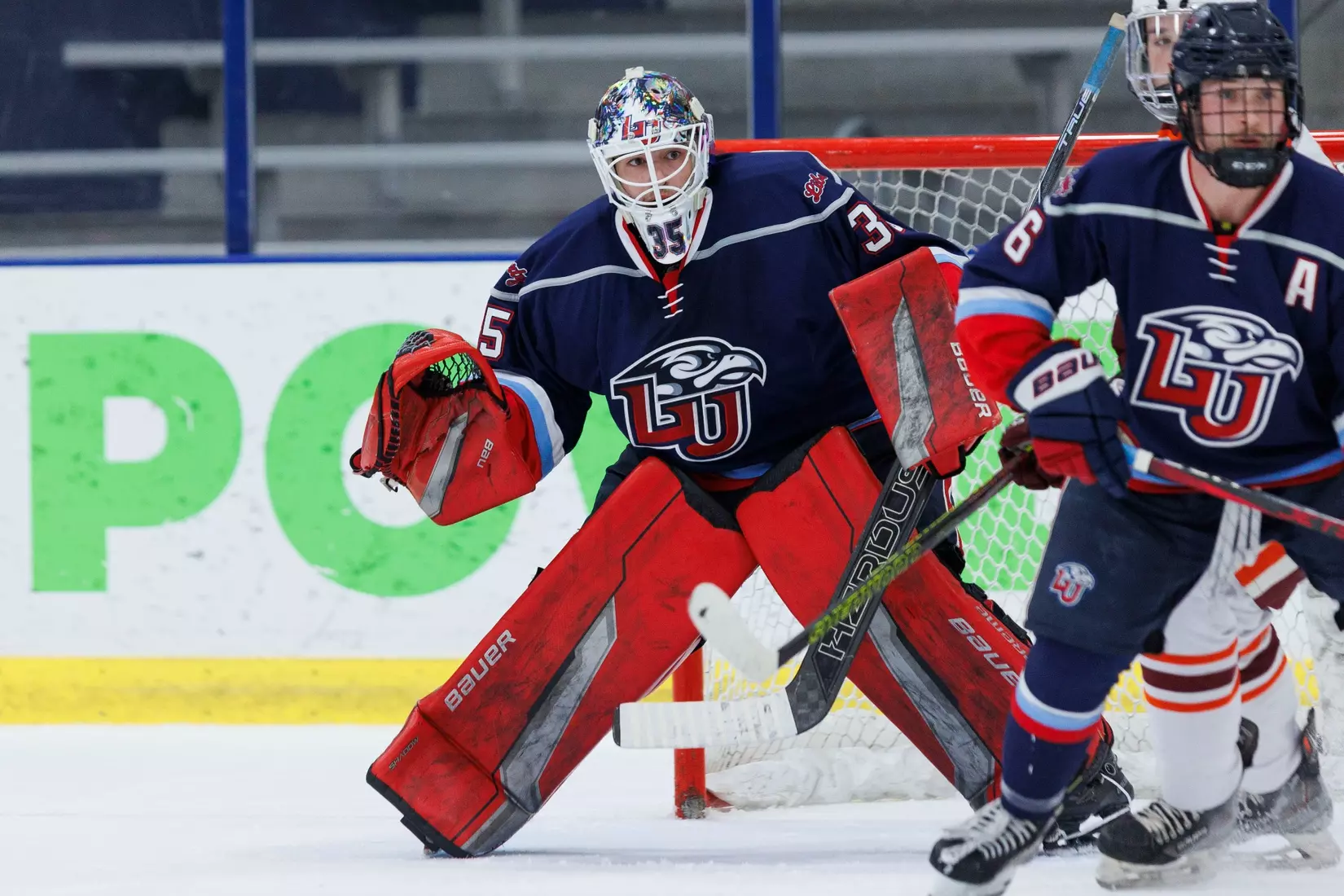 Liberty Men’s D2 Hockey takes on Virginia Tech in the Lahaye Ice Center on October 17, 2025. (Photo by Emily Cuthrell)