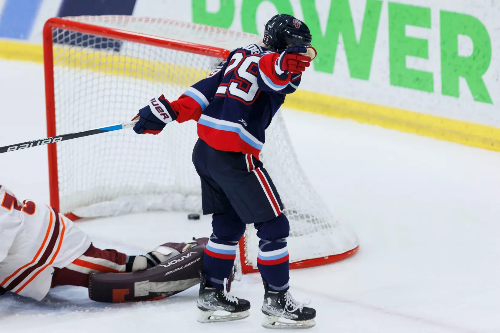 Liberty Men’s D2 Hockey takes on Virginia Tech in the Lahaye Ice Center on October 17, 2025. (Photo by Emily Cuthrell)