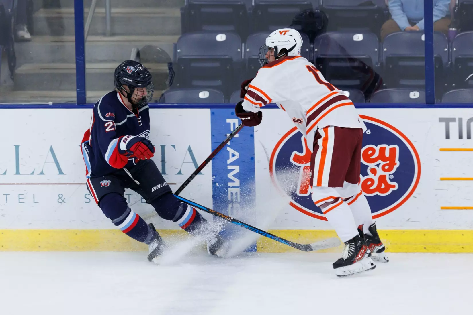 Liberty Men’s D2 Hockey takes on Virginia Tech in the Lahaye Ice Center on October 17, 2025. (Photo by Emily Cuthrell)