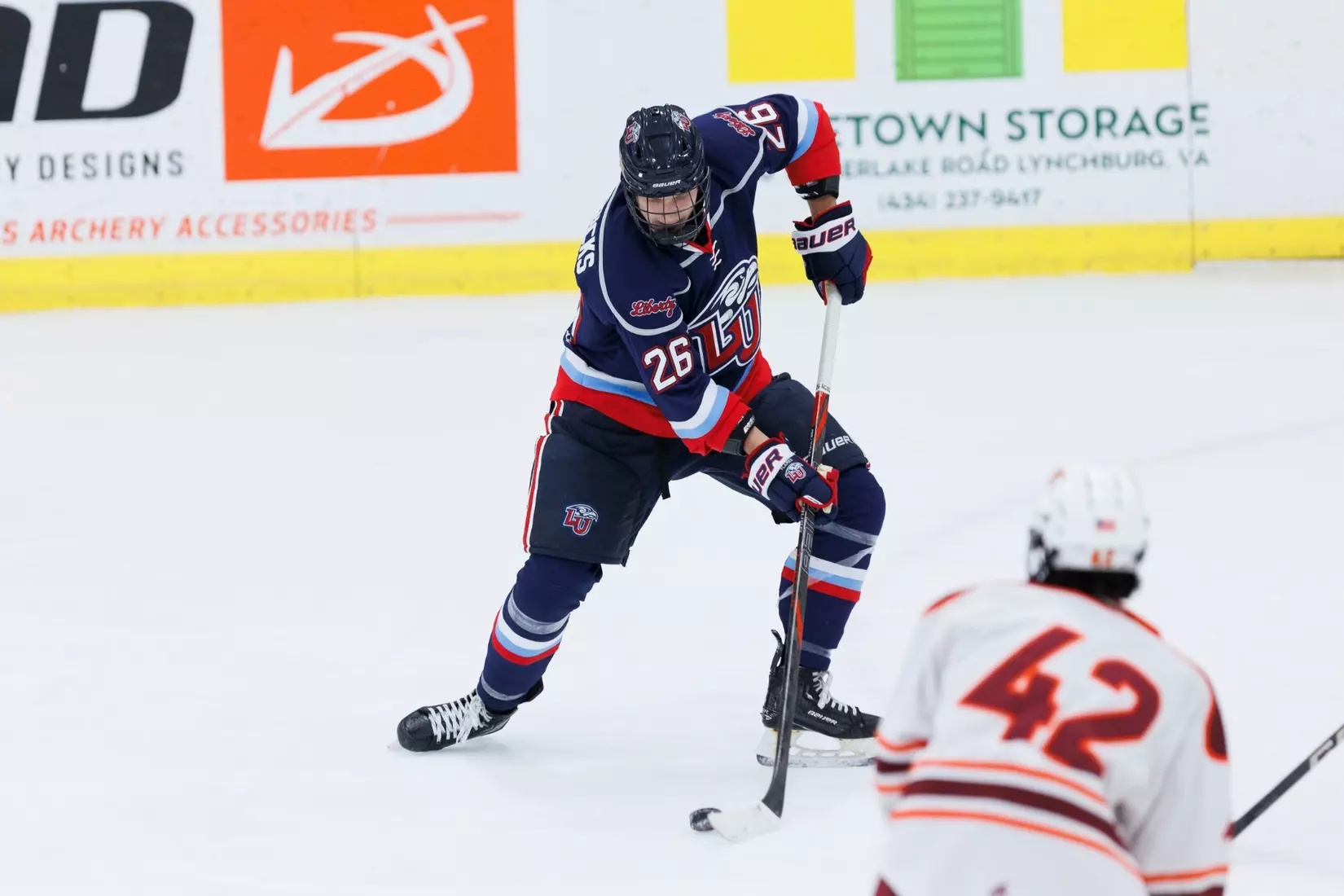 Liberty Men’s D2 Hockey takes on Virginia Tech in the Lahaye Ice Center on October 17, 2025. (Photo by Emily Cuthrell)