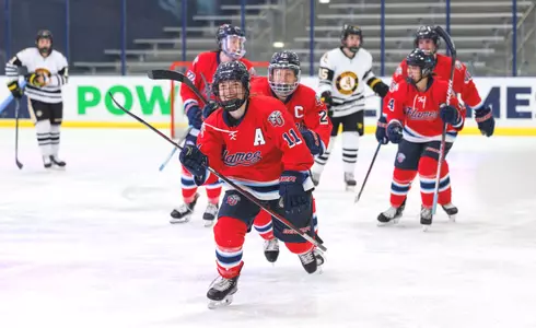 Zosia Adamek DI women's hockey Adrian College goal cele