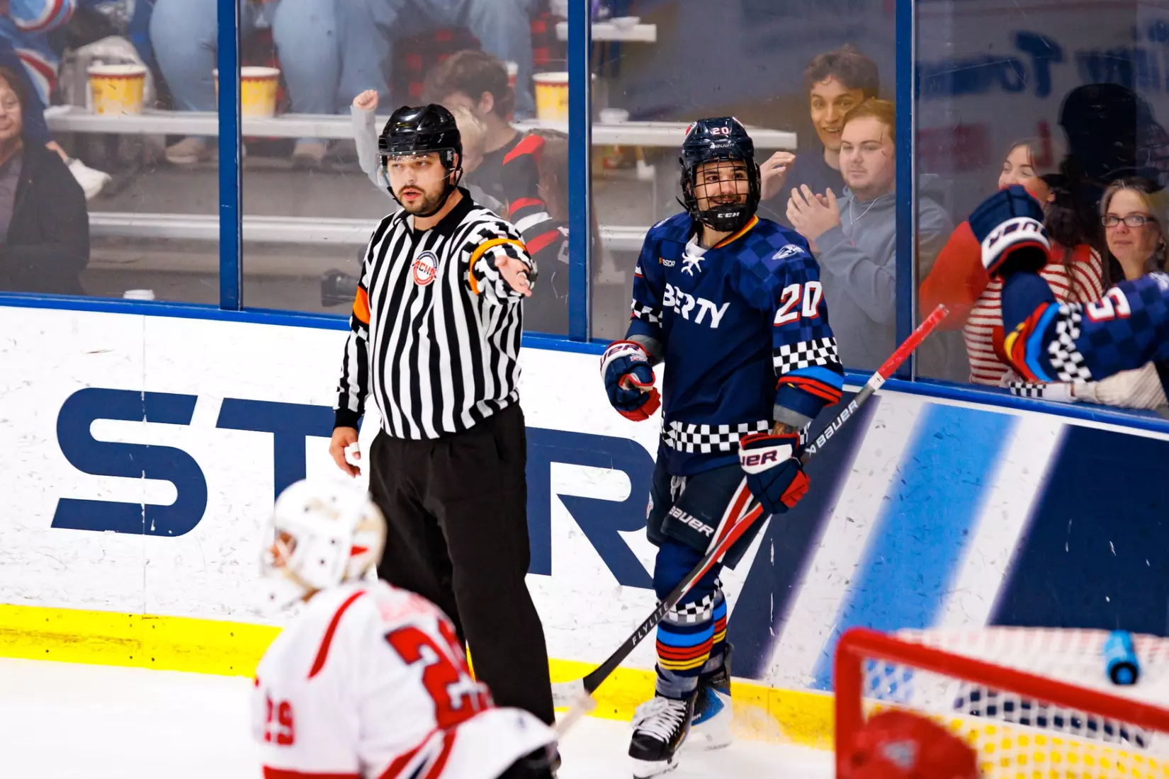 Liberty University’s Mens D1 Hockey team plays Stony Brook on  October 25, 2025. (Photo by Ethan Smith)