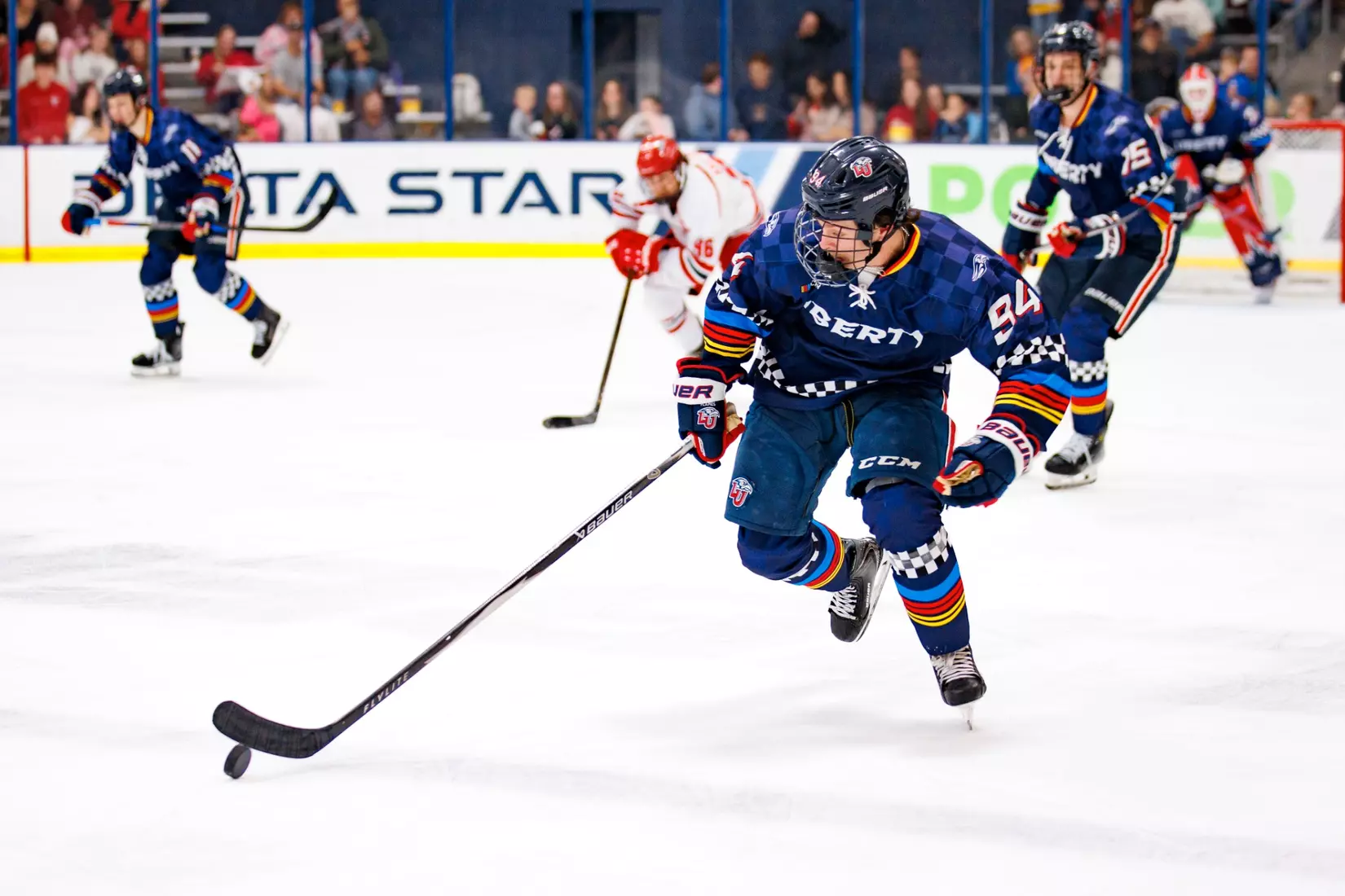 Liberty University’s Mens D1 Hockey team plays Stony Brook on  October 25, 2025. (Photo by Ethan Smith)
