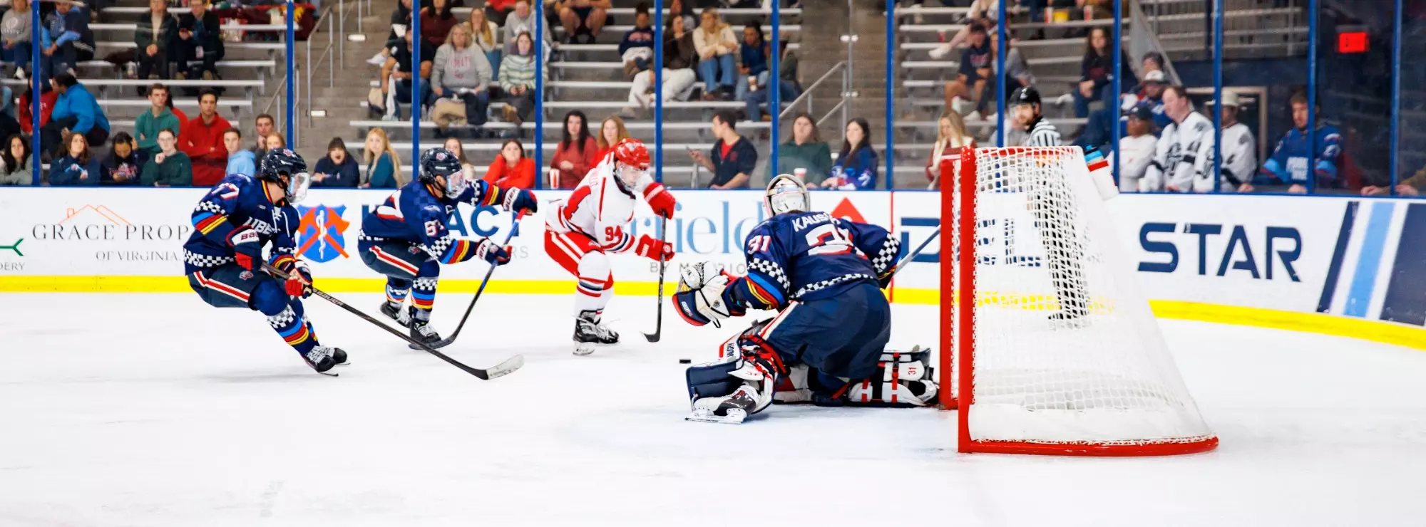 Liberty University’s Mens D1 Hockey team plays Stony Brook on  October 25, 2025. (Photo by Ethan Smith)