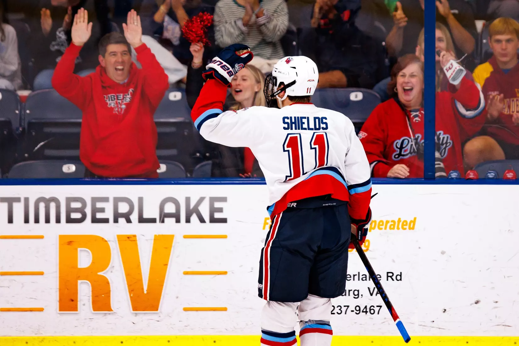 Liberty University’s Mens D1 Hockey team plays Utah on 3 October, 2025. (Photo by Ethan Smith)