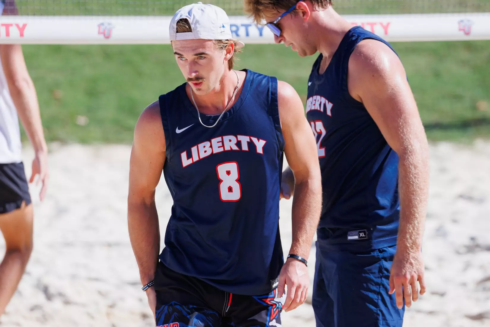 Liberty University’s Men’s Beach Volleyball team faces Webber International University at the East Campus Beach Courts on October 4, 2025. (Photo by Ryan Anderson)