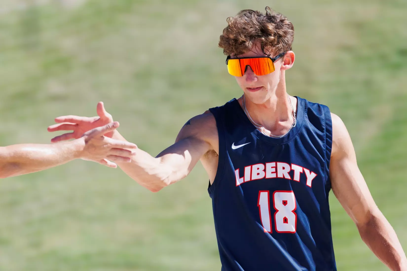 Liberty University’s Men’s Beach Volleyball team faces Webber International University at the East Campus Beach Courts on October 4, 2025. (Photo by Ryan Anderson)